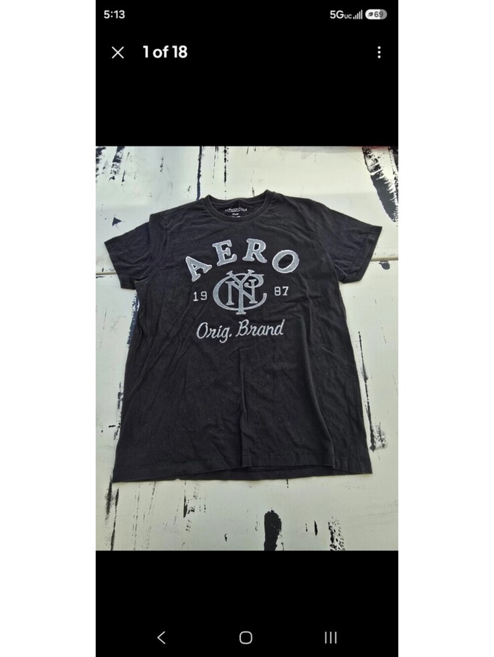 Aeropostale T Shirt Mens XL Charcoal Dark Grey Graphic Tee Aero NYC 1987